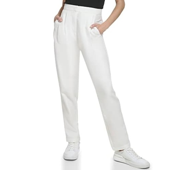 NWT Calvin Klein High Rise Pleated Dress Trouser Pants in White Sz. 16 - Picture 1 of 3